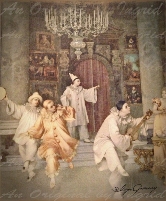 Dancing Perriots Digital Collage Greeting Card (Suitable for Framing)