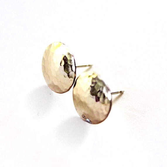 Hammered Gold Stud Earrings 14k Gold fill Bridal by GetNoticed