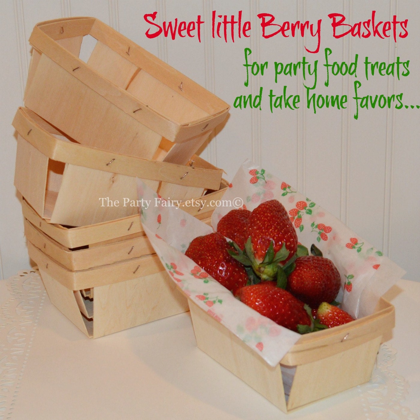 WOOD Berry Baskets 6 Rectangle Fruit Produce Baskets