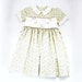 Vintage Little Girls Dress Handmade Childrens Clothing Old Fashioned Farmhouse Calico Cotton Blend Fabric Springy Creamy Ivory Pale Yellow