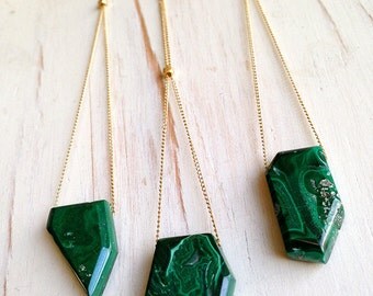 Malachite Necklace Malachite Jewelry Gemstone Necklace Semi Raw Malachite Necklace