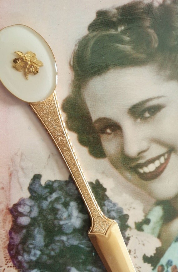 Items similar to Gold Letter Opener floral letter opener retro