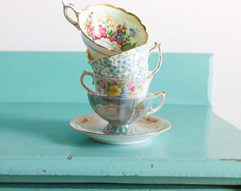 30 mix and match sets Vintage China Tea Cup & Saucer Gift Sets for Wedding gifts, Bridal favors, Shower favors, Hostess Gifts, wedding china