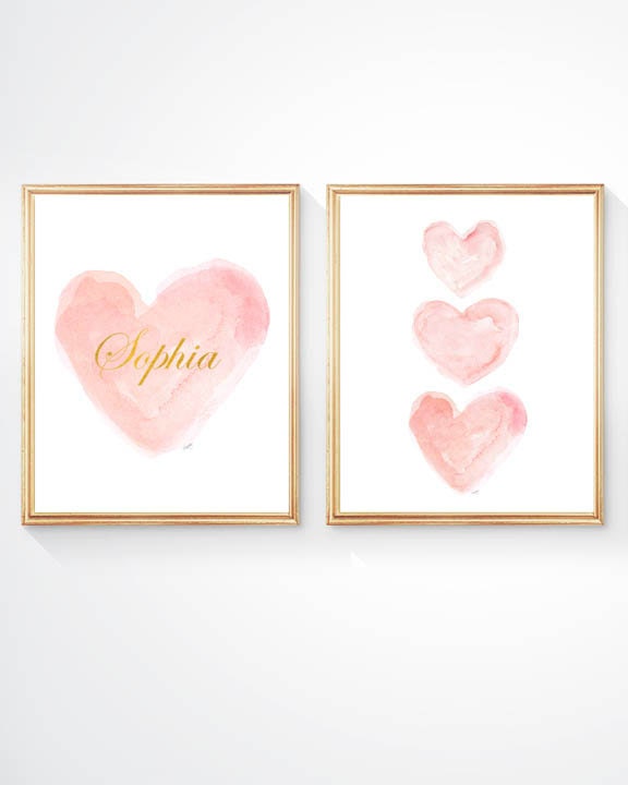 Blush Nursery Decor Pink and Gold Nursery Set of 2 8x10