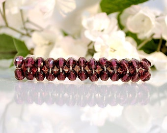 Purple Barrette Crystal Barrette Beaded Barrette Simple Barrette Handmade Hair Clip