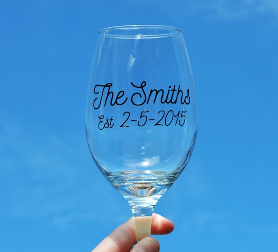 Personalized Custom Wedding Wine Glass Decals by StickyImages