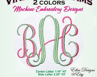 Vine Monograms 2 Color Machine Embroidery Designs Monogram Fonts BX Format Digital Download
