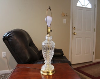 Vintage Clear Crystal Glass Table Lamp