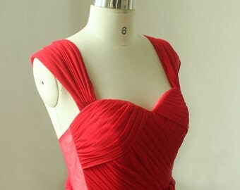 Red open back Bridesmaid Dress,sex prom dress,Chiffon Knee Length Bridesmaid Gown
