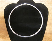 Sterling Silver Domed Omega Chain 17 Inches - Large Lobster Claw Clasp ...