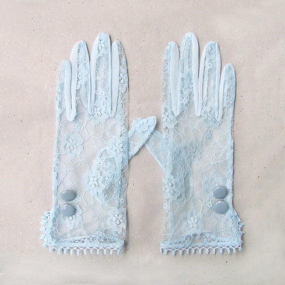 Sheer Gloves Blue Lace Gloves Lace Formal Gloves by curtainroad