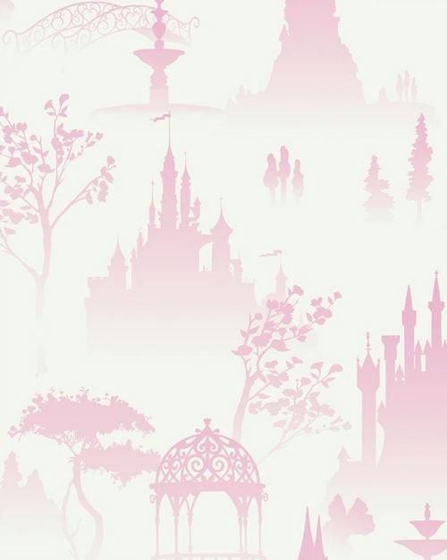 Pink and White Enchanted Toile Wallpaper - Princess 