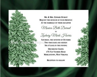 Pine tree invitation | Etsy