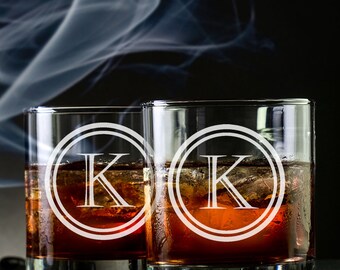 2 Engraved Whiskey Glasses - Custom Scotch Glasses - Custom Engraved Rocks Glasses - Groomsmen Scotch Glass - Whiskey Glasses - Rocks Glass