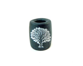 Metallic Green White Tree Dread Bead, Dreadlock Beads, Nature, Trees, 8mm Hole, The Dread Bead Shop
