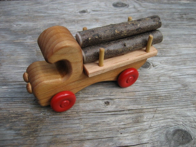 Wooden Toy Log Truck by PapaDonsWoodenToys on Etsy