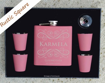 Godmother Gift, Personalized gift for Gomother, Baptism Gifts for Godparents, Godmother Flask, Personalized Flasks, Flask, Baptism Favor