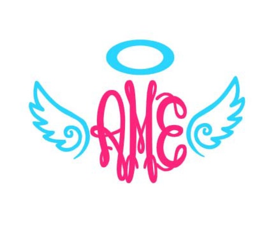 Download Angel Wings Monogram cut file for cutting machines SVG DXF