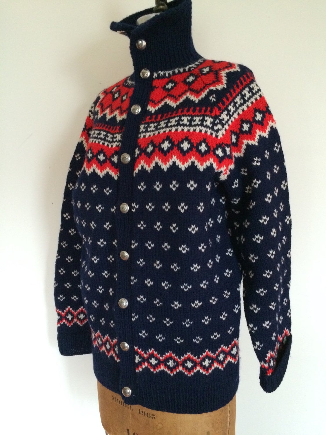 Vintage FAIR ISLE Ski Cardigan Sweater Made in Norway