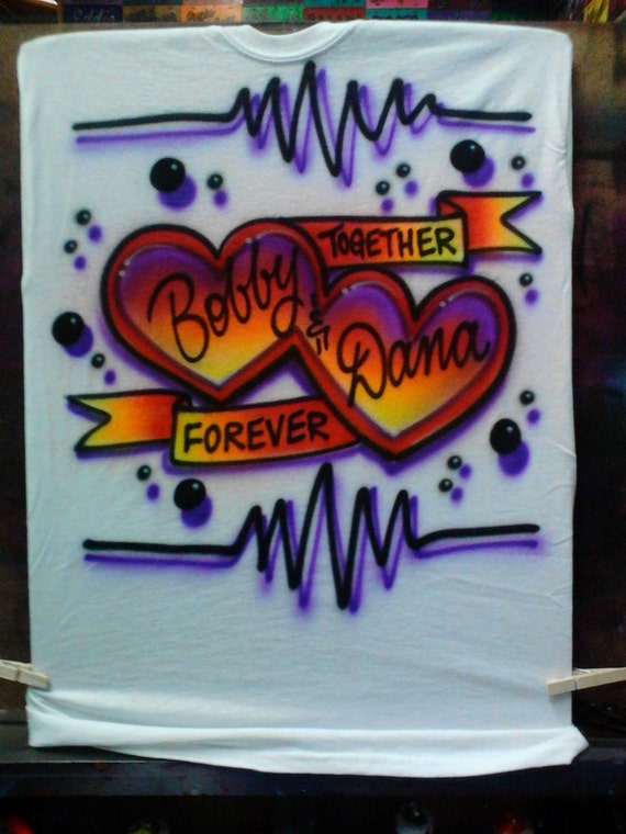 Airbrush Couples Heart T Shirt Personalized by FastNFunAirbrush
