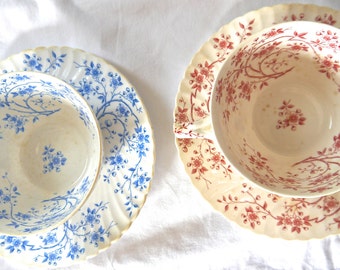 Pair of French Sarreguemines porcelain Tea cups from 1800's