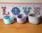 Crochet storage baskets, set of three