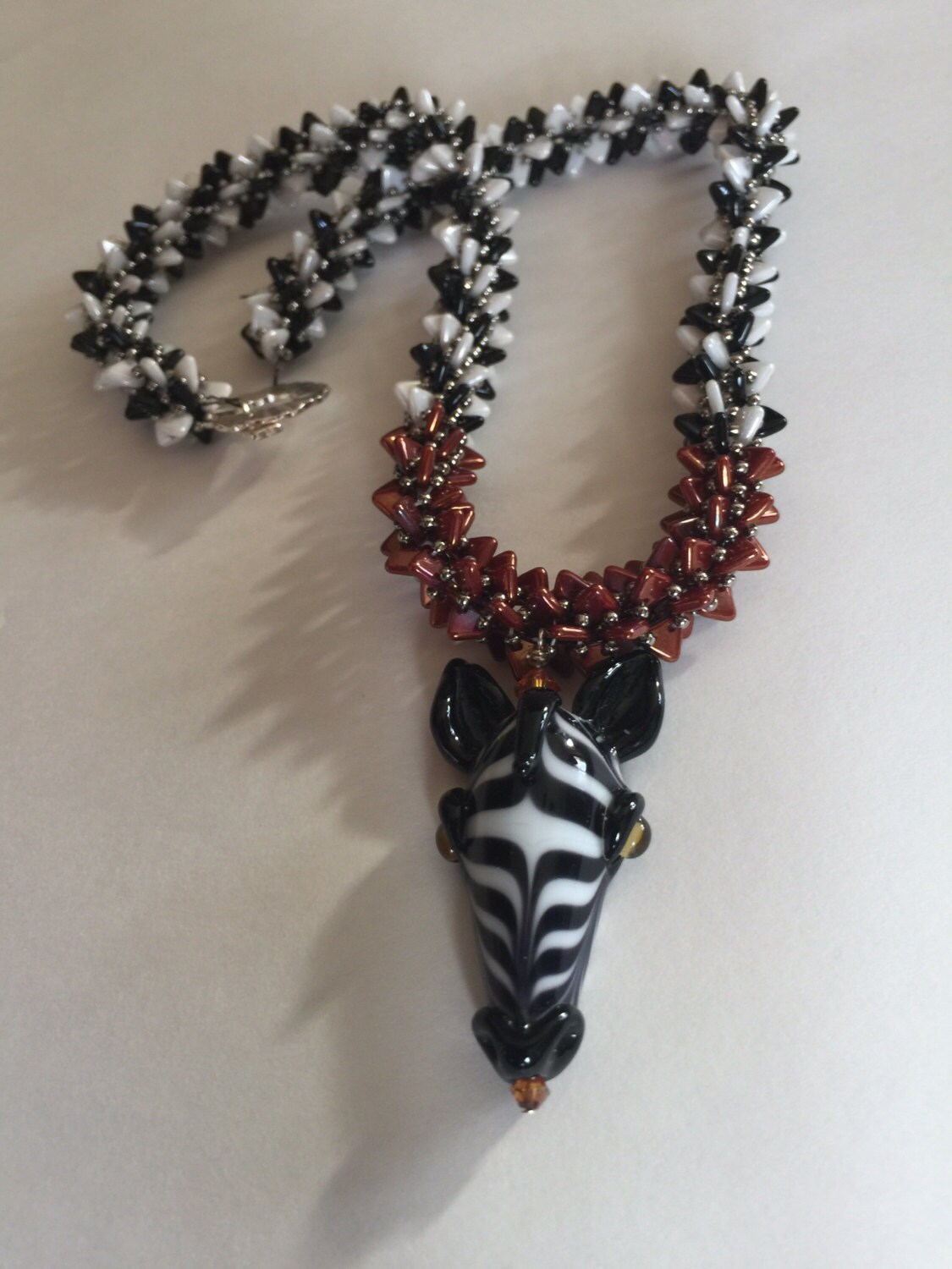 Zebra Necklace by BeadingSista on Etsy