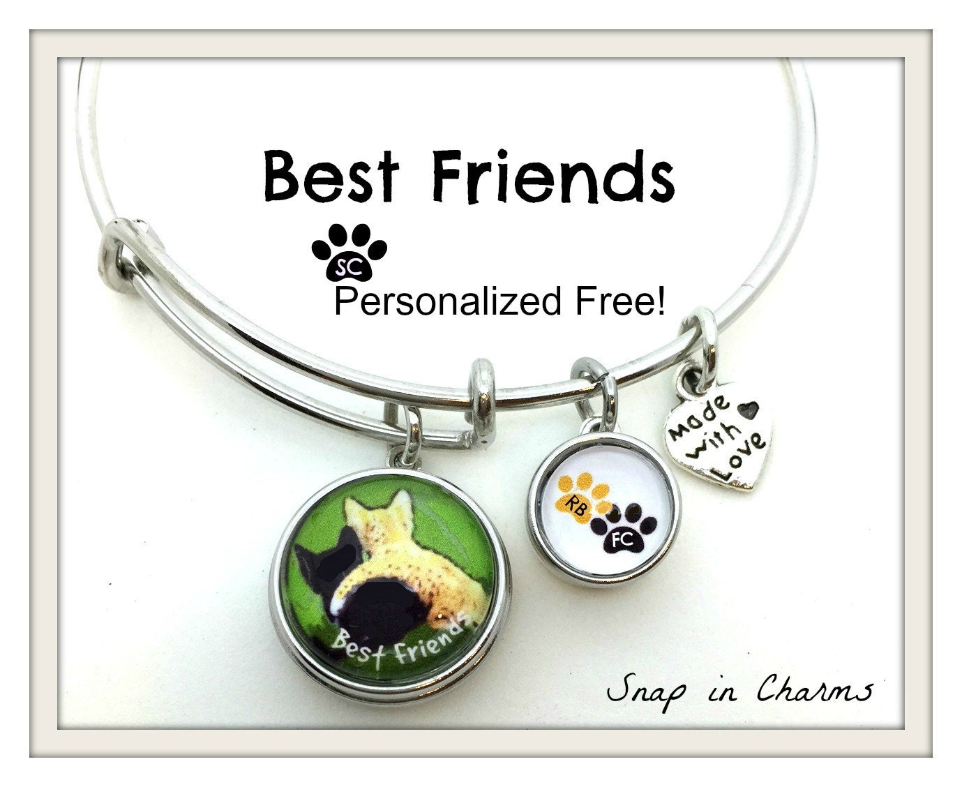 Personalized best friends gift personalized bangle by snapincharms