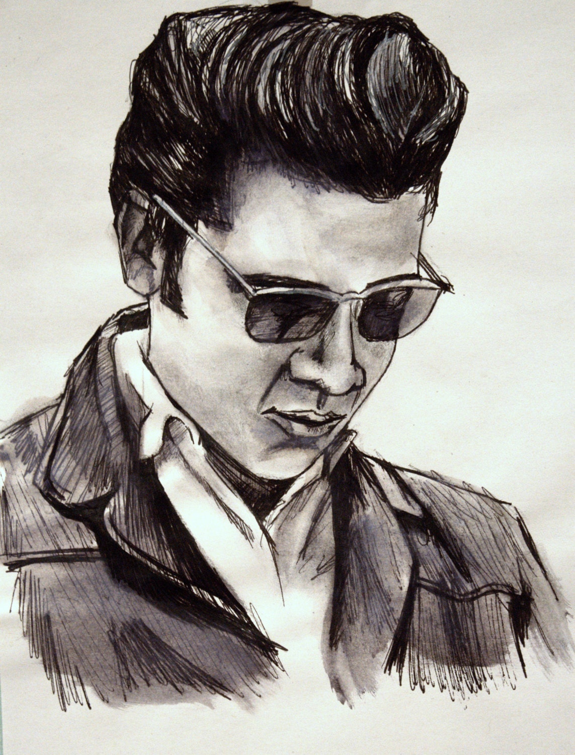 Customized pen drawing: Elvis Presley by TheSimpleSketches on Etsy