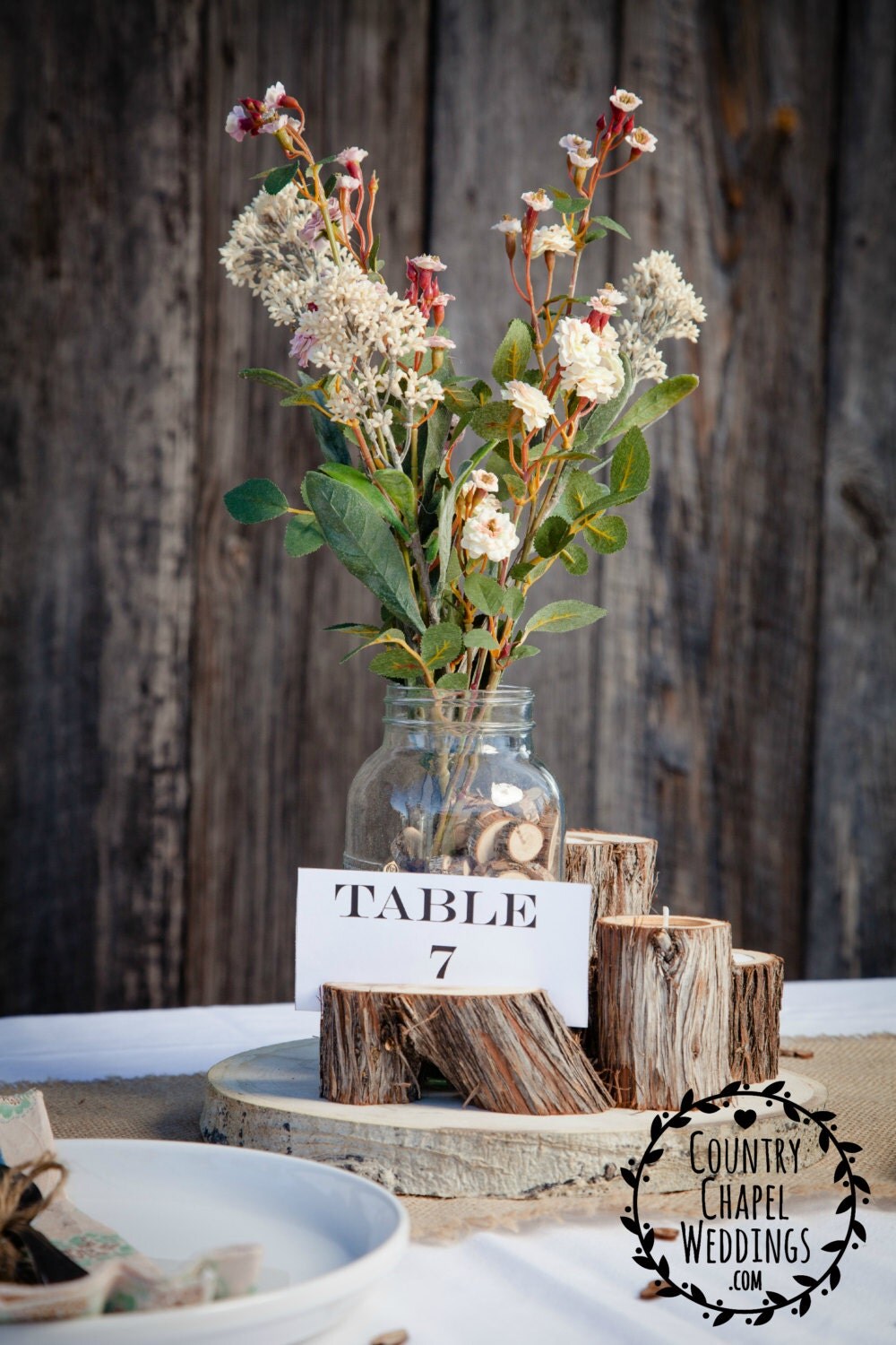 Log table numbers rustic wedding table numbers barn