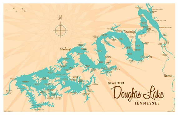 Douglas Lake TN Map Print