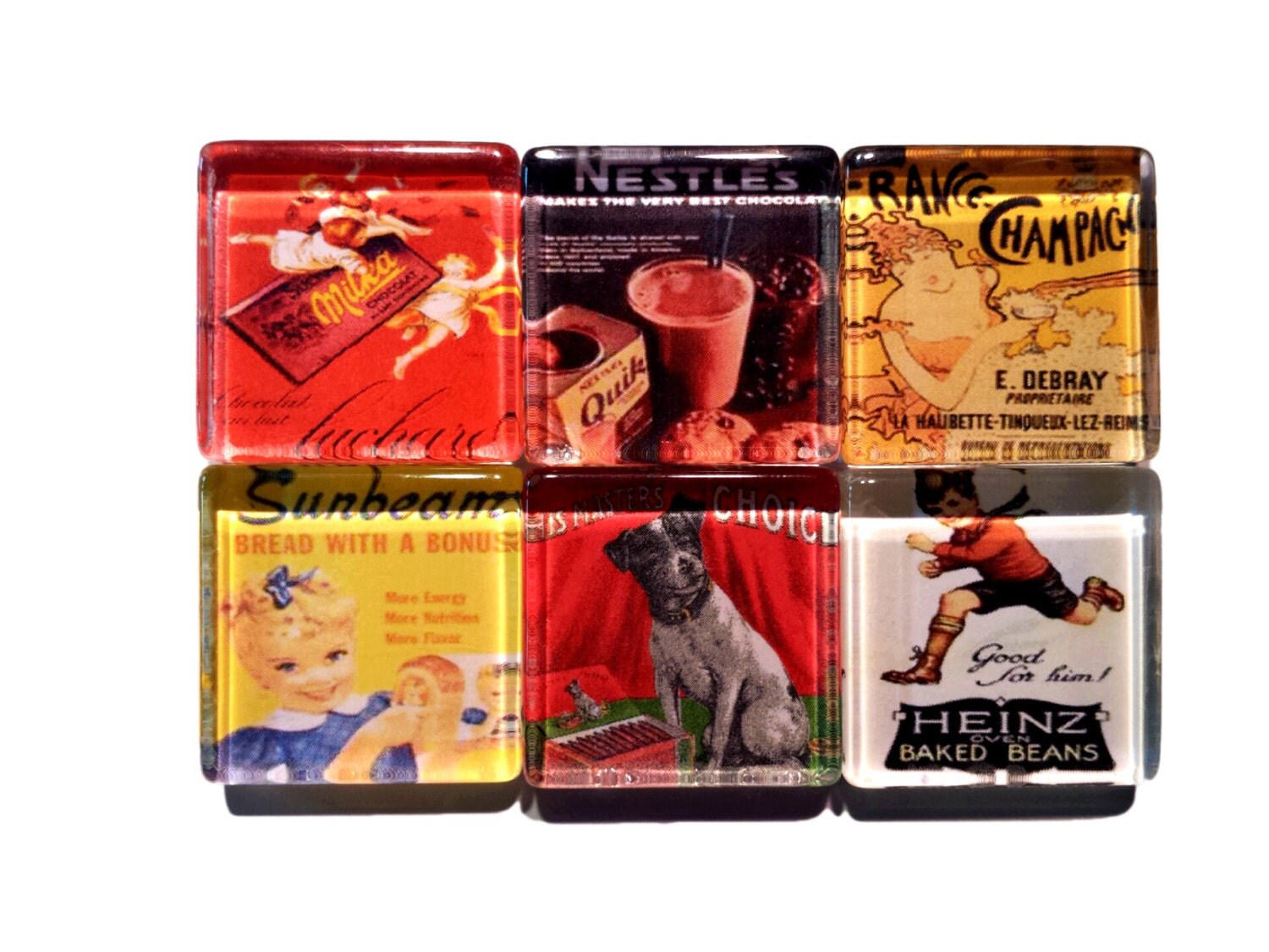 Vintage Advertising Fridge Glass Set of 6