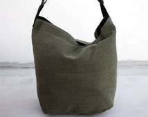 New Zealand canvas shoulder bag moss- green - Canvas slingback tote ...