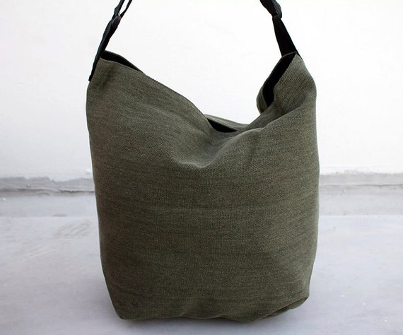 New Zealand canvas shoulder bag moss- green - Canvas slingback tote ...