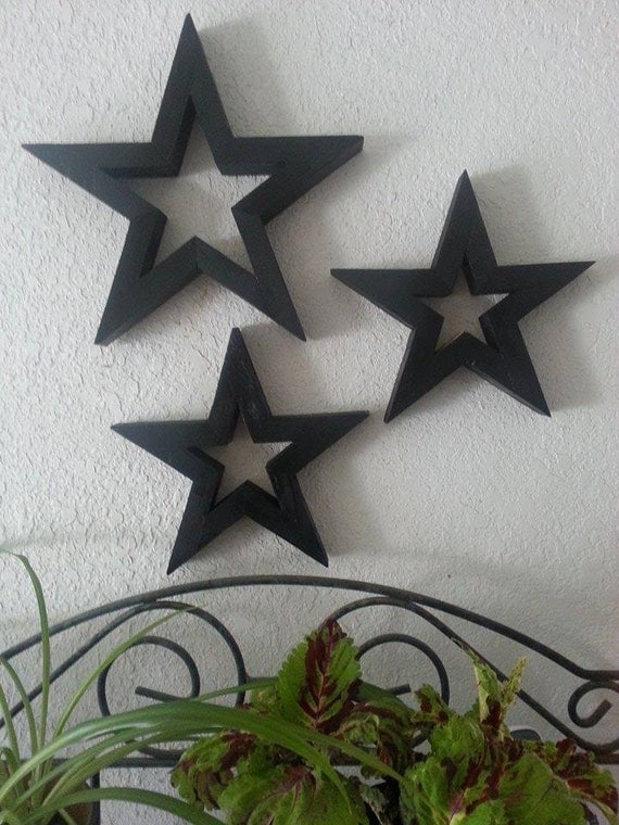 Black Star, Wooden Stars, Chic Stars, Wall Decor, Unique Handcrafted Stars