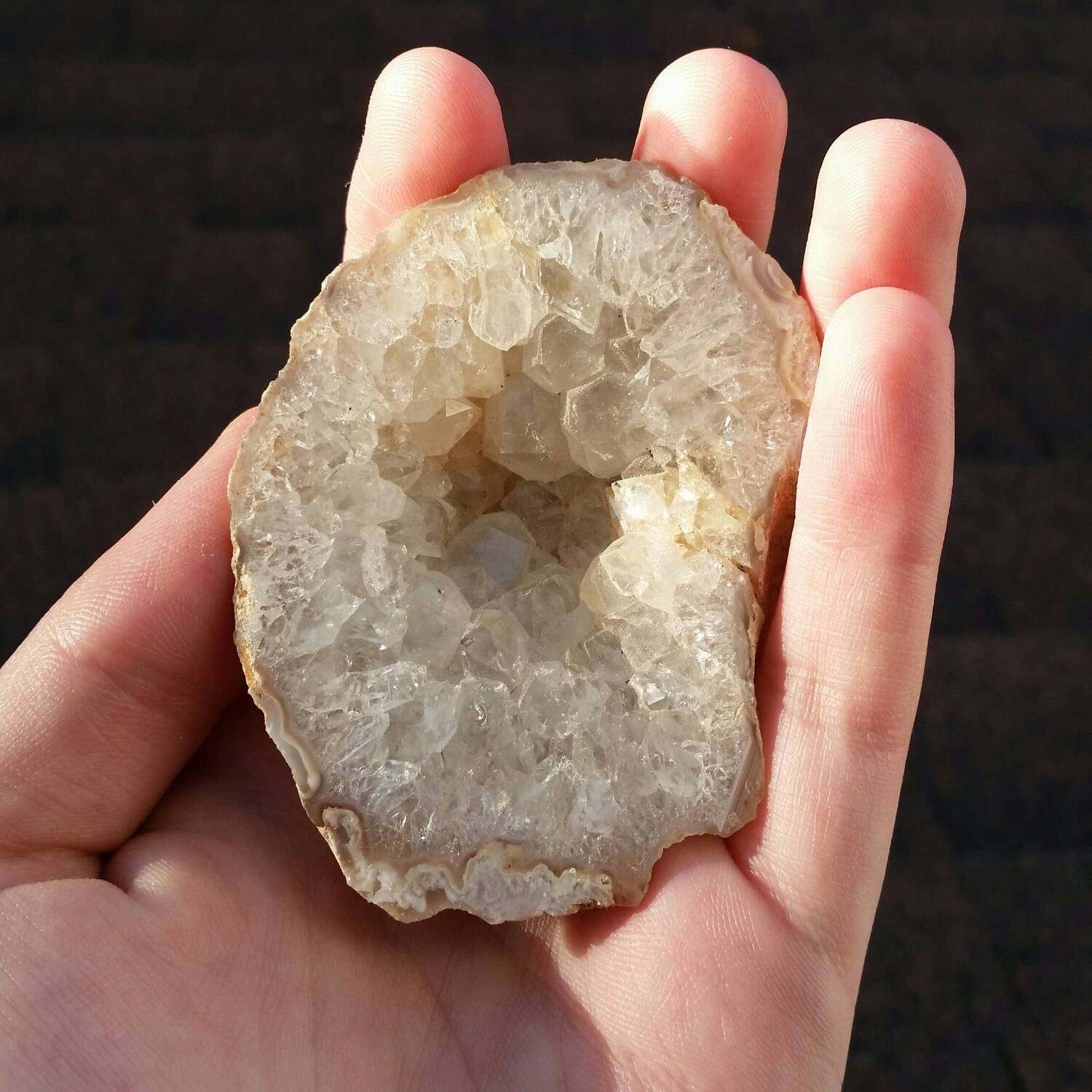 Crystal geode half Clear quartz natural geode by HomemadebyANP