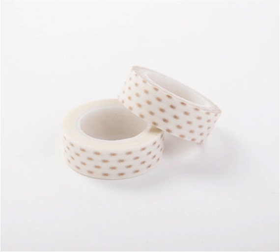 Washi tape with small gold dots, 15mm x 10m – perfect for scrapbooking, gift wrapping, collages, card making