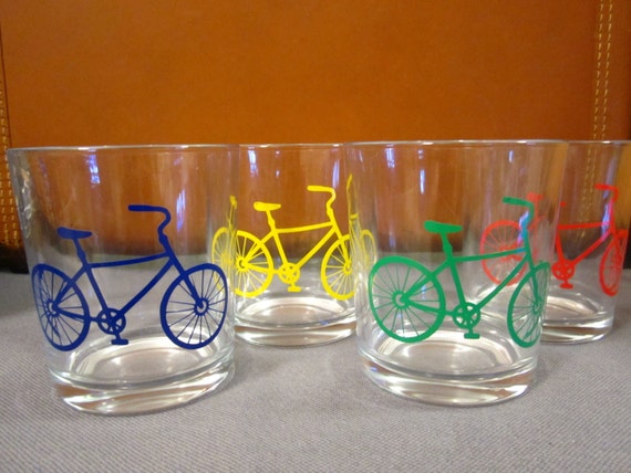Colorful Bicycle Themed Drinking Glasses Set - Perfect Gift for ...