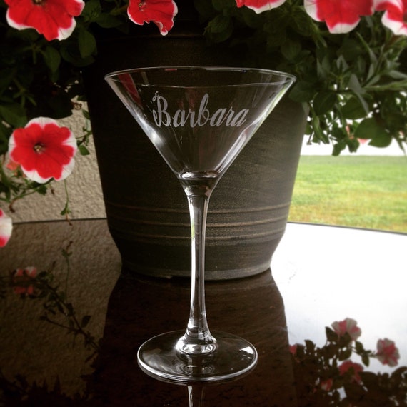 Hand Engraved Personalized Martini Glass by EngravedCrystal