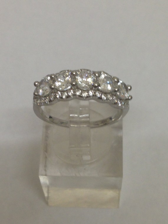 White Topaz Cluster 925 Sterling Silver Ring