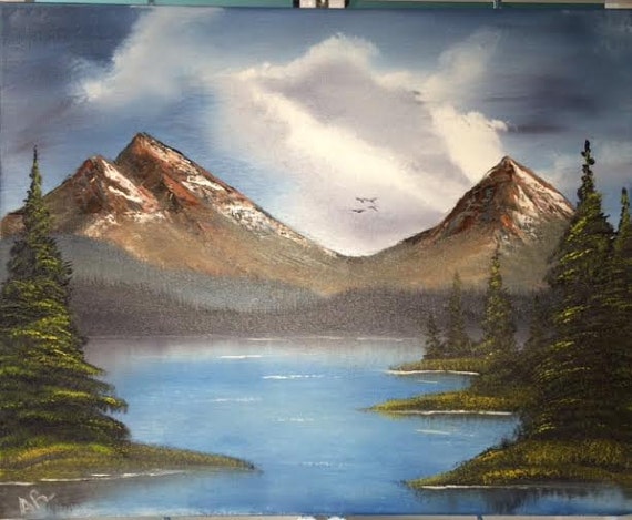 Birds Between the Mountains Oil Painting by AdamRomani on Etsy