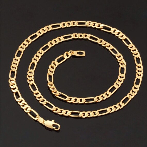 Figaro chain 18 with stamped 18k gold plated by imprintsfree