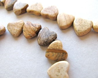 Heart shaped beads, Picture Jasper, 20 beads - #332