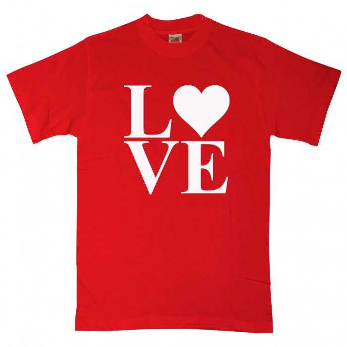 LOVE Valentine's Day Shirt Heart Tshirt Ladies by YouHadMeAtInk