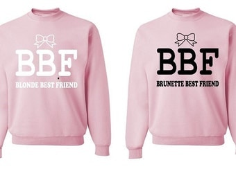 blonde and brunette best friend sweatshirts