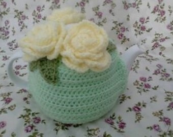 Rose posy tea cosy handmade crochet knitted perfect gift