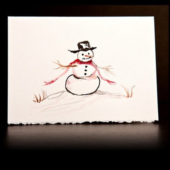 Items similar to Handpainted Watercolor Snowman Christmas Cards on Etsy