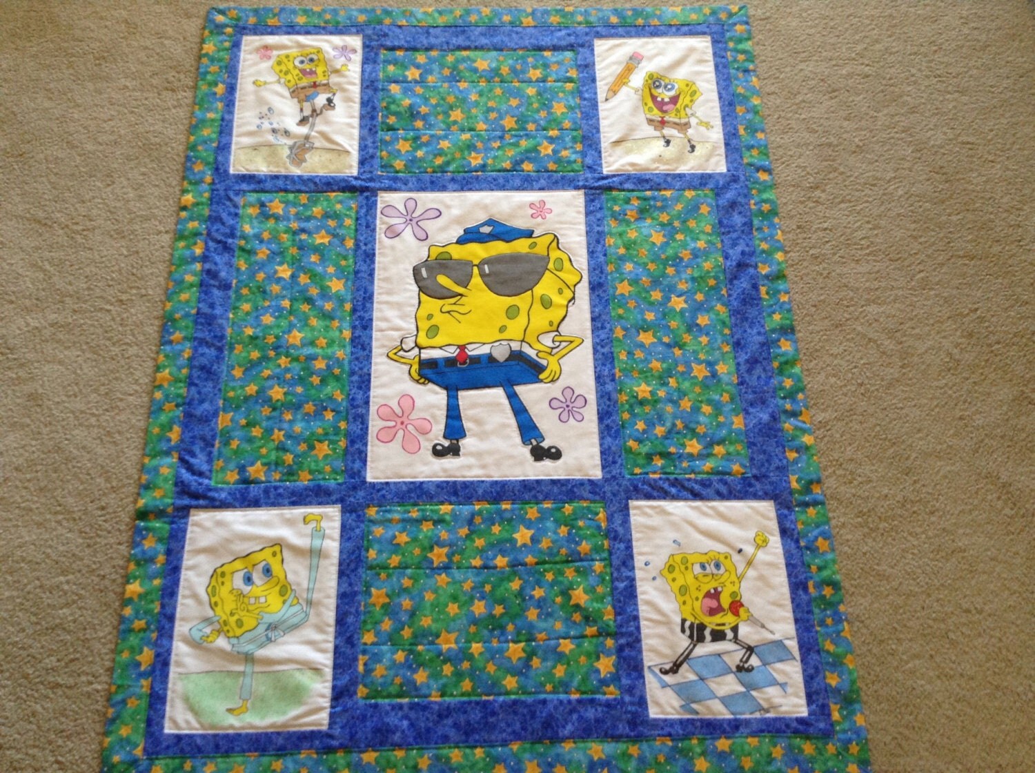 Spongebob Children's Quilt by AdorableKidsQuilts on Etsy