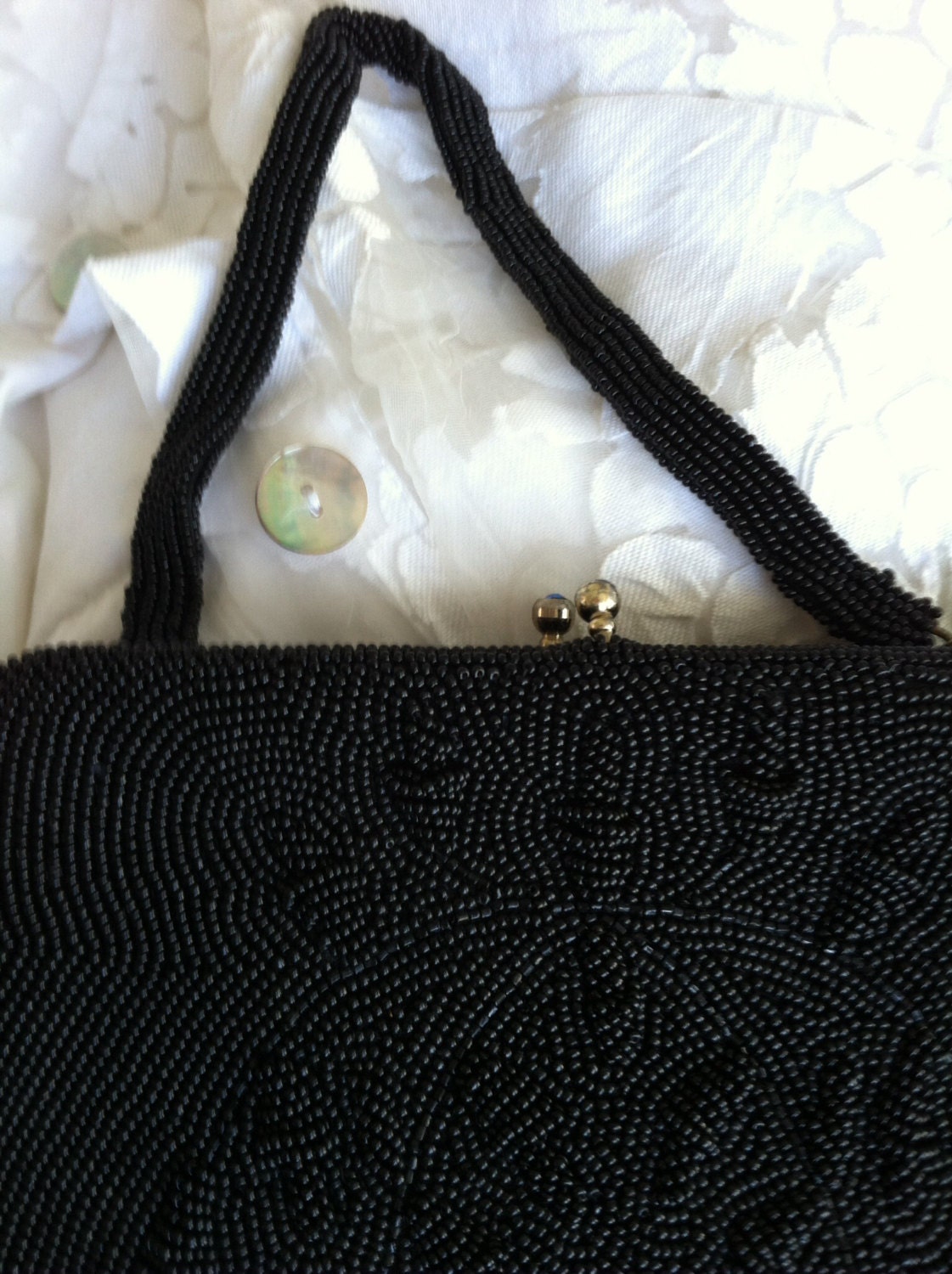 Black Beaded Vintage Purse with Rhinestone Bedazzled Closure – Haute Juice