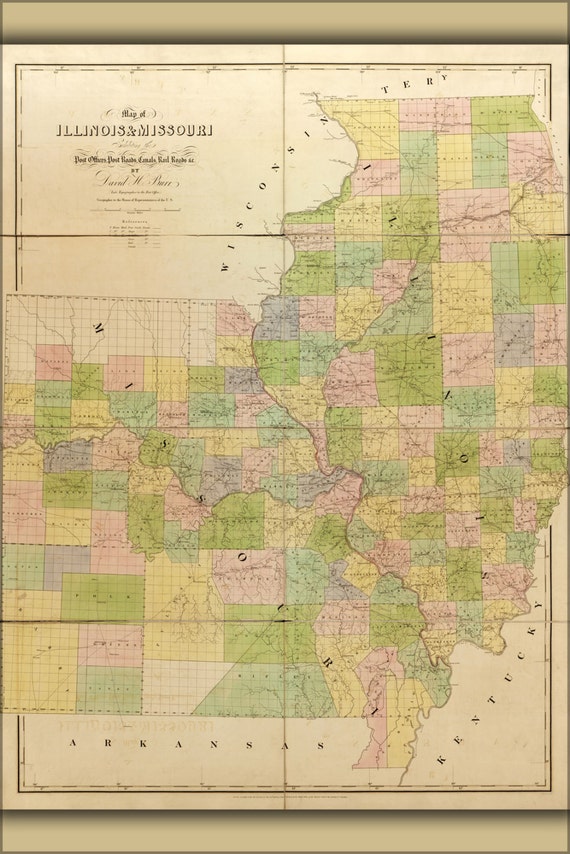 24x36 Poster Map Of Illinois Missouri 1839   Il 570xN.702200926 Dj9g 